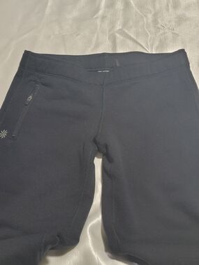 Athleta Black Performance Low Rise Sweats with Silver Logo